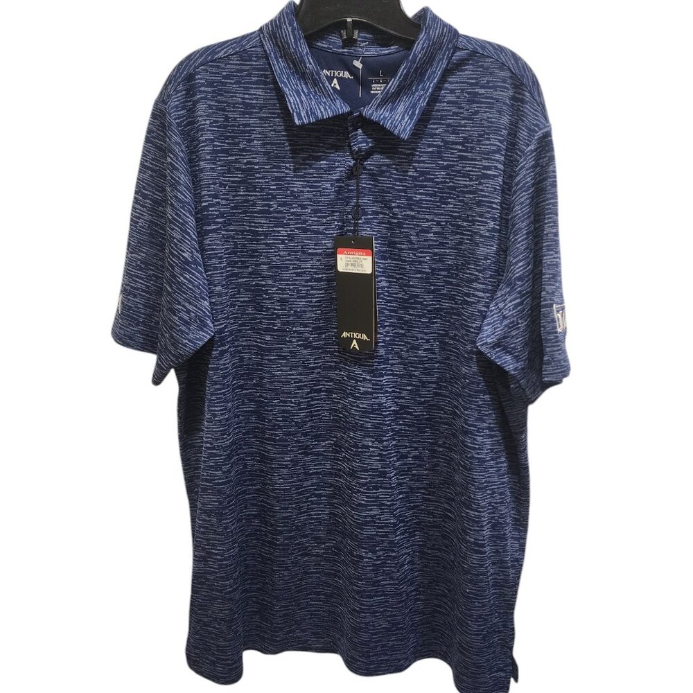 ANTIGUA Polo Golf Shirt Mens Size Large Blue Short Sleeve